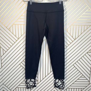 Beyond Yoga Black Leggings with Unique Hem Detail Equinox Collab